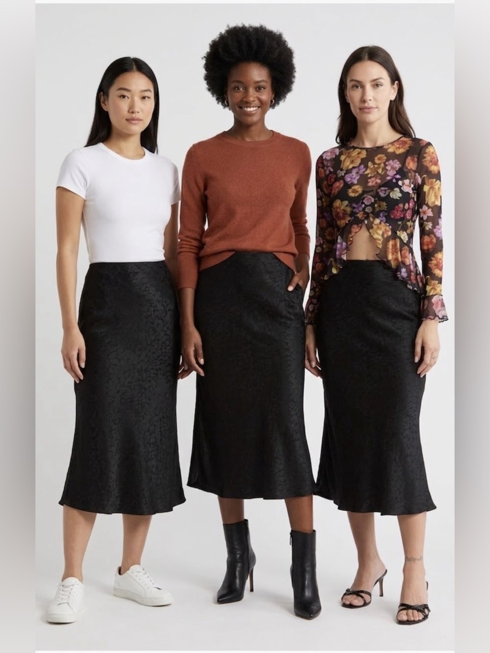 NWT Desigual Satin Bias Skirt SZ M